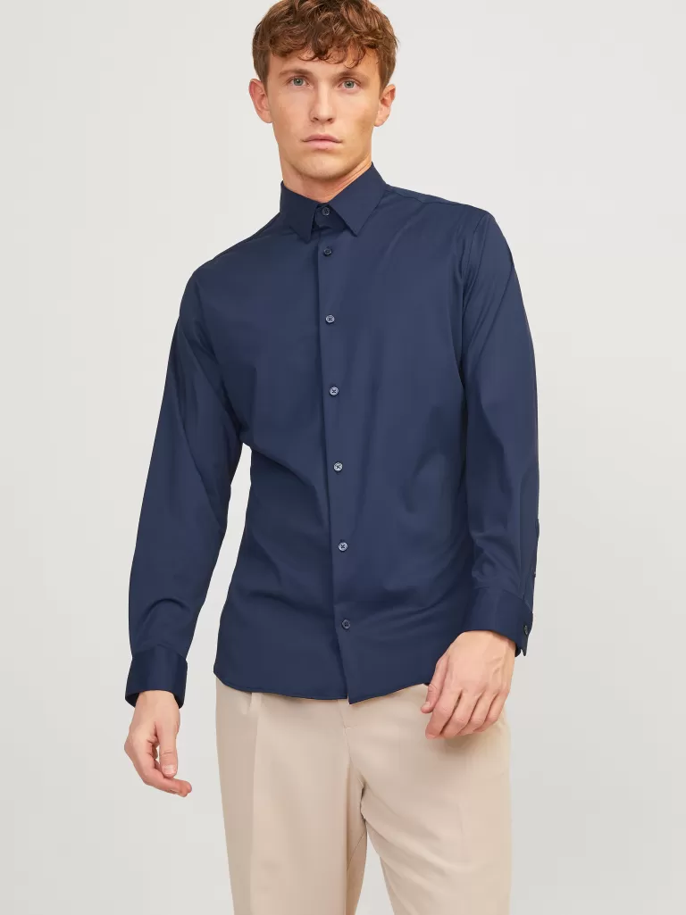 JACK & JONES Koszule^Krój slim Koszula wizytowa Niebieski