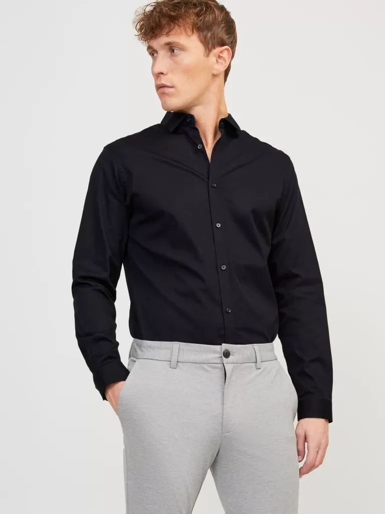 JACK & JONES Koszule^Krój slim Koszula wizytowa Czarny