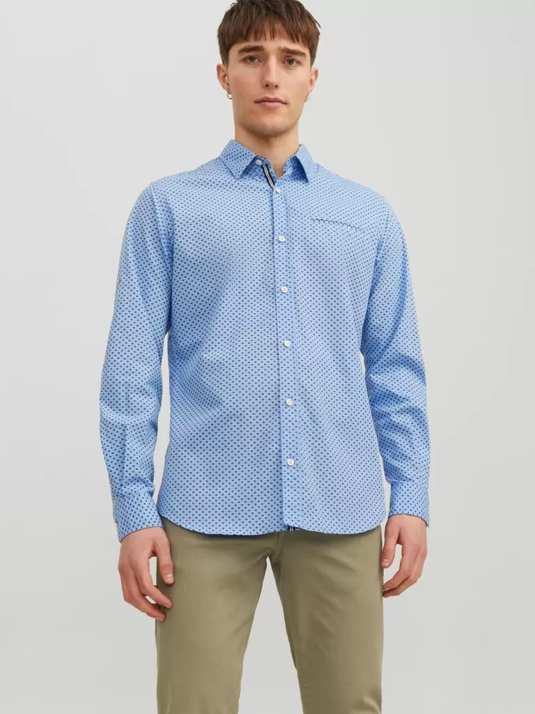 JACK & JONES Koszule^Krój slim Koszula wizytowa Niebieski