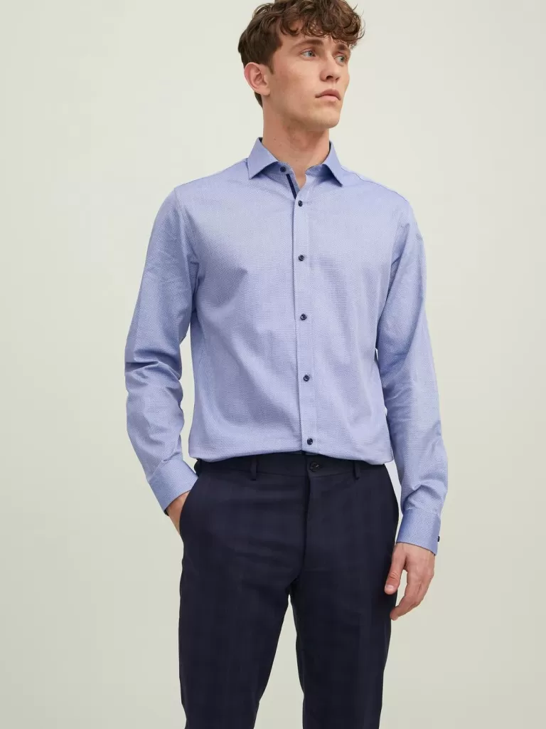 JACK & JONES Koszule^Krój slim Koszula wizytowa Niebieski