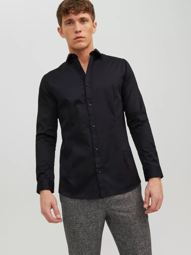 JACK & JONES Koszule^Krój super slim Koszula Czarny