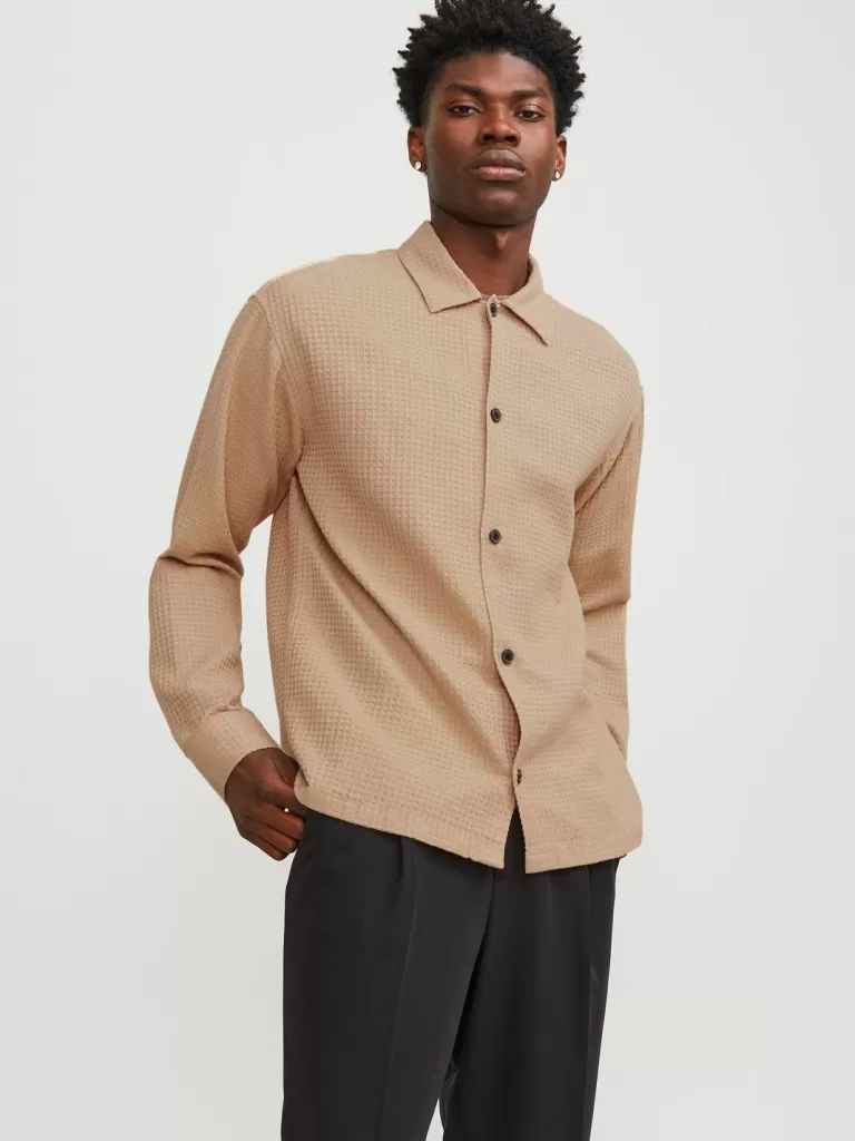 JACK & JONES Koszule^Krój swobodny Koszula Beżowy
