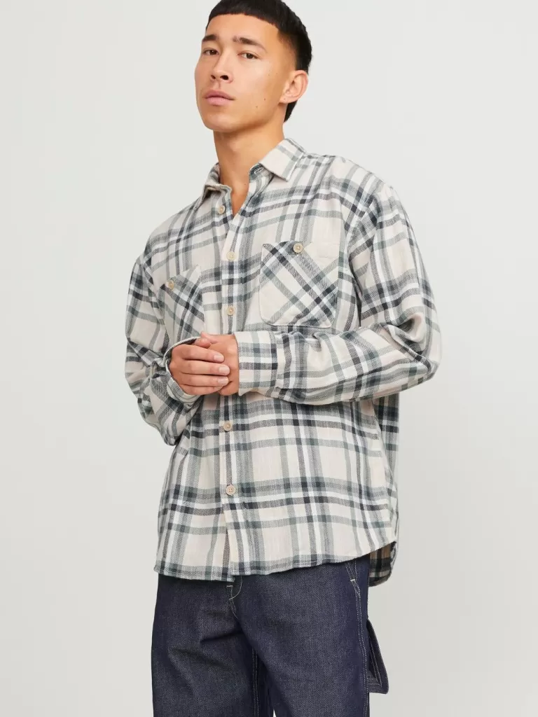 JACK & JONES Koszule^Krój swobodny Kurtka koszulowa Szary