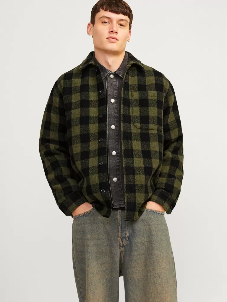 JACK & JONES Koszule^Krój swobodny Kurtka koszulowa Zielony