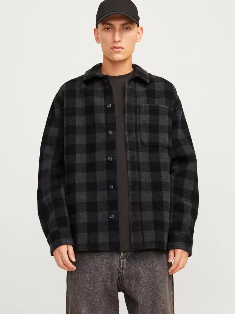 JACK & JONES Koszule^Krój swobodny Kurtka koszulowa Szary