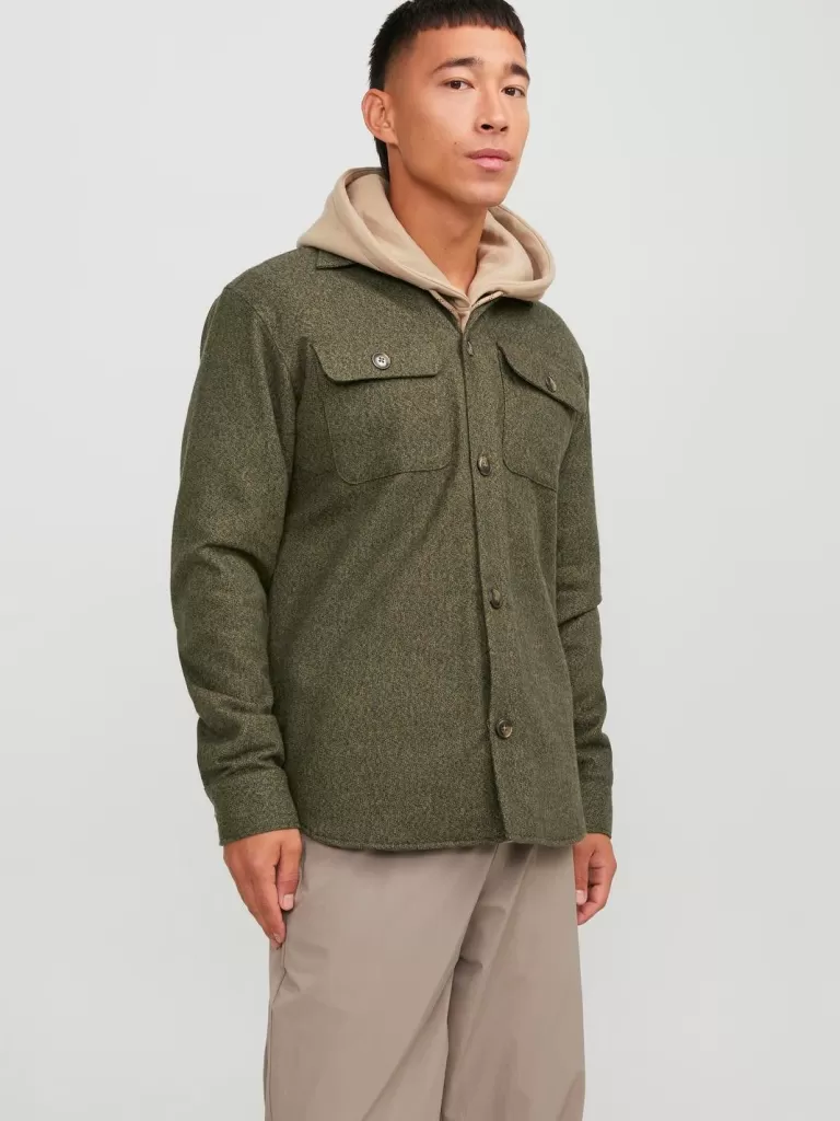 JACK & JONES Koszule^Krój swobodny Kurtka koszulowa Zielony