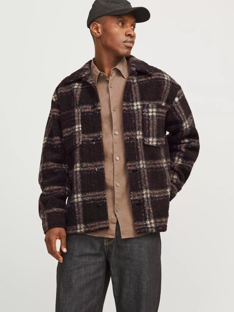 JACK & JONES Koszule^Krój swobodny Kurtka koszulowa Brązowy