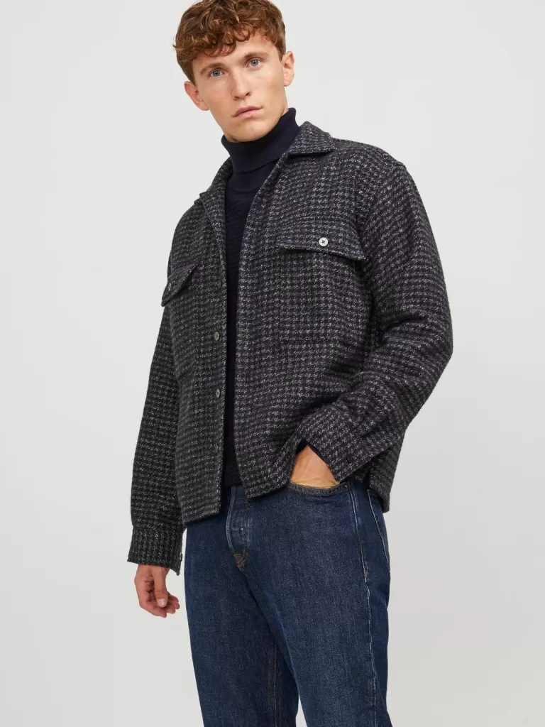 JACK & JONES Koszule^Krój swobodny Kurtka koszulowa Szary
