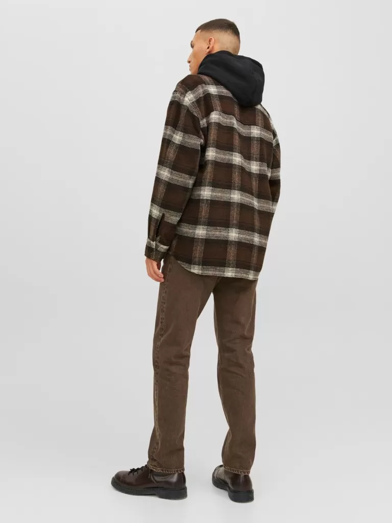JACK & JONES Koszule^Krój swobodny Kurtka koszulowa Brązowy