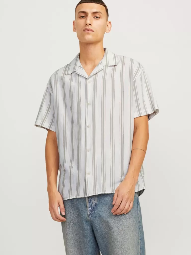 JACK & JONES Koszule^Krój swobodny Tropikalna Szary