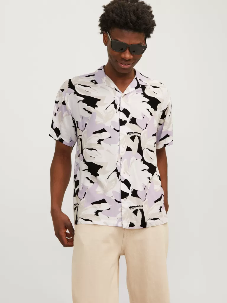 JACK & JONES Koszule^Krój swobodny Tropikalna Fioletowy