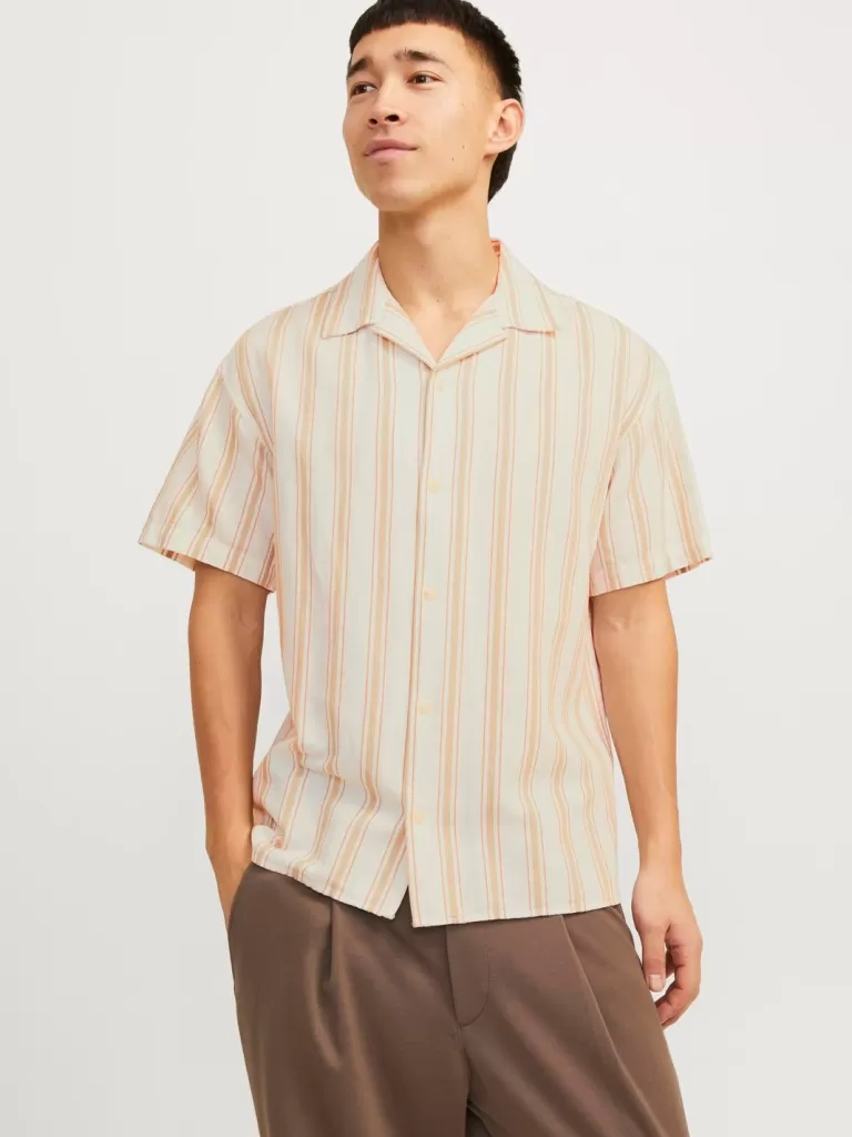 JACK & JONES Koszule^Krój swobodny Tropikalna Pomarańczowy