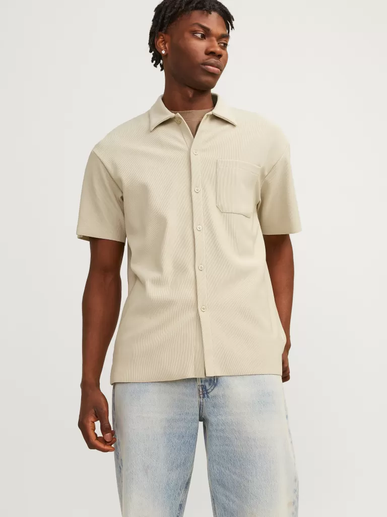 JACK & JONES Koszule^Krój swobodny Tropikalna Beżowy