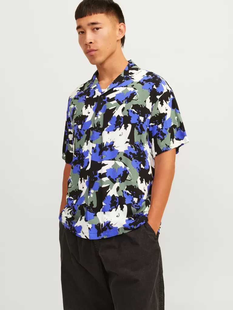 JACK & JONES Koszule^Krój swobodny Tropikalna Niebieski