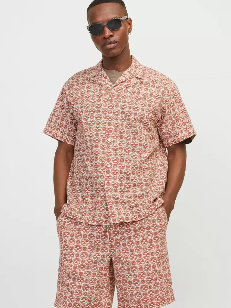 JACK & JONES Koszule^Krój swobodny Tropikalna Czerwony
