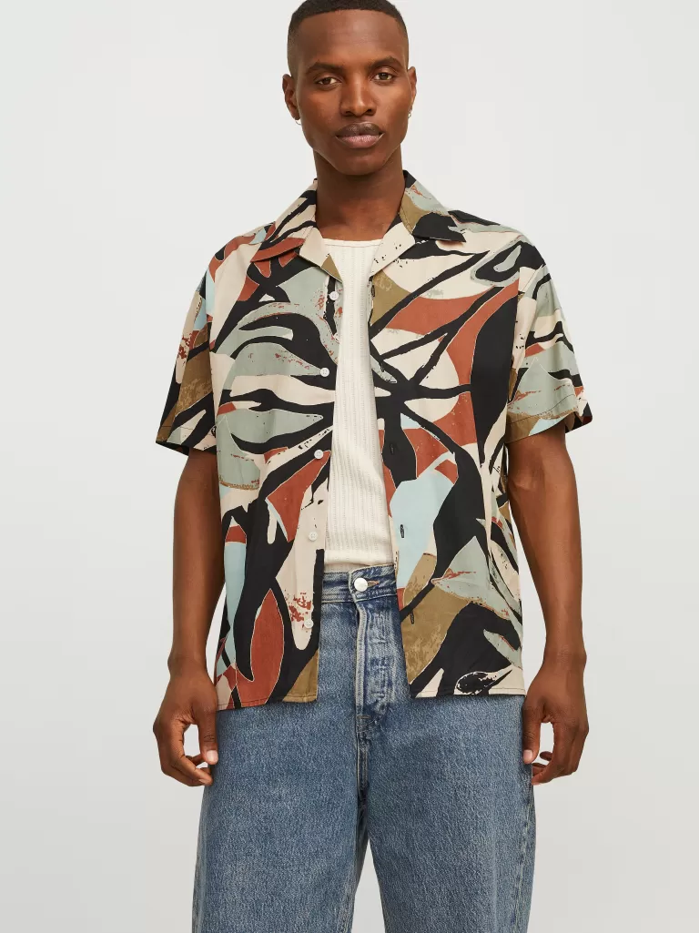 JACK & JONES Koszule^Krój swobodny Tropikalna Czarny