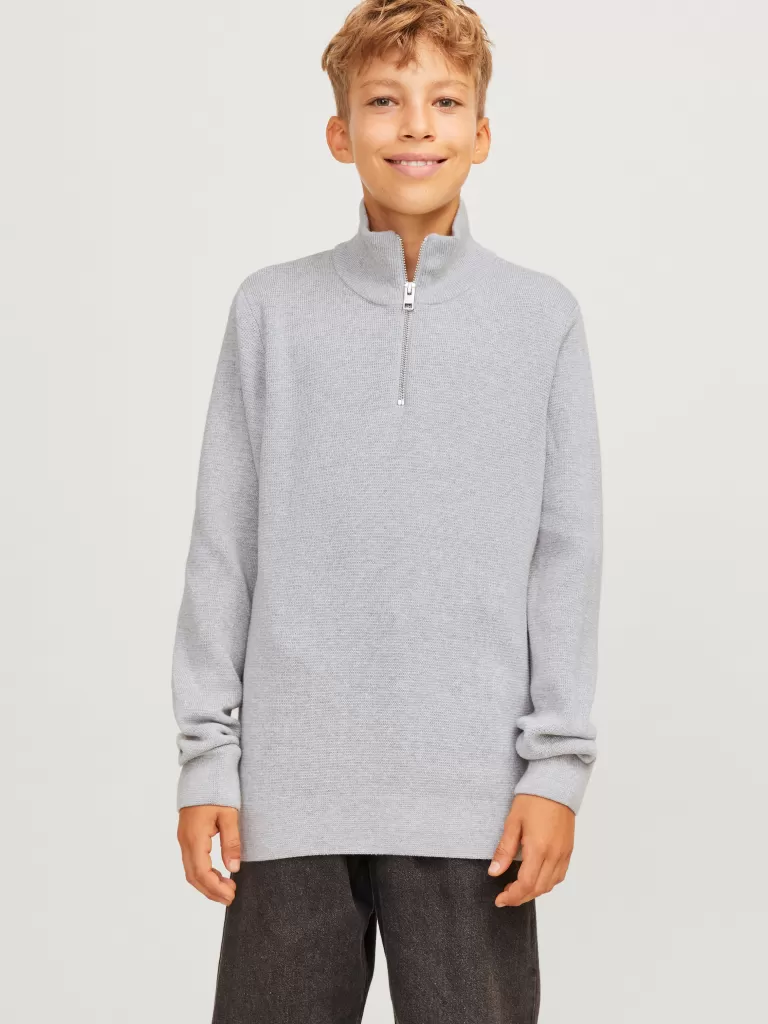 JACK & JONES Swetry^Krótki suwak Junior Szary