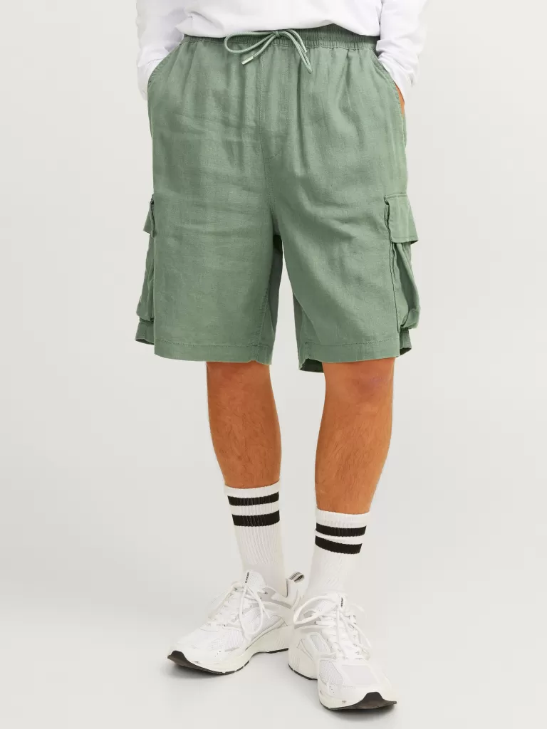 JACK & JONES Krótkie Spodenki^Luźno dopasowane Krótkie bojówki Zielony