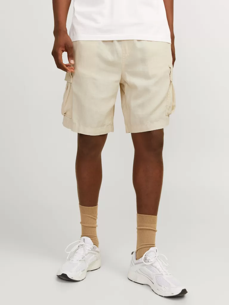 JACK & JONES Krótkie Spodenki^Luźno dopasowane Krótkie bojówki Biały