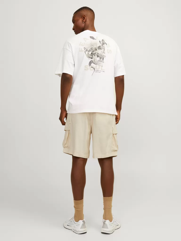 JACK & JONES Krótkie Spodenki^Luźno dopasowane Krótkie bojówki Biały
