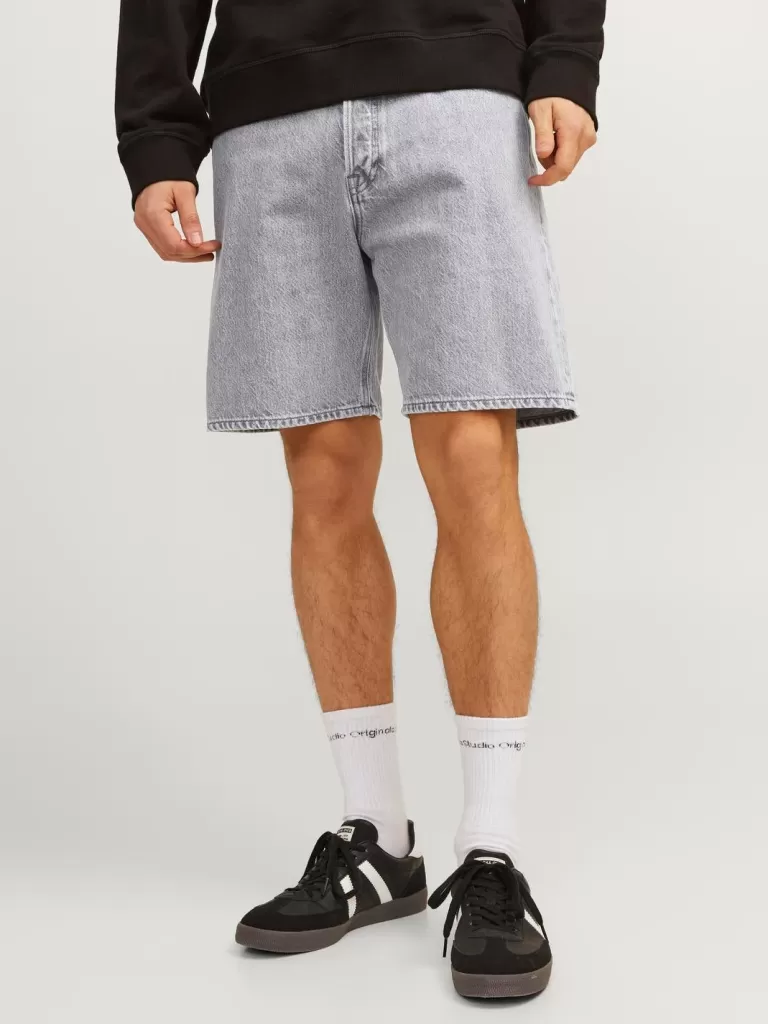 JACK & JONES Krótkie Spodenki^Luźno dopasowane Szorty o luźnym kroju Szary
