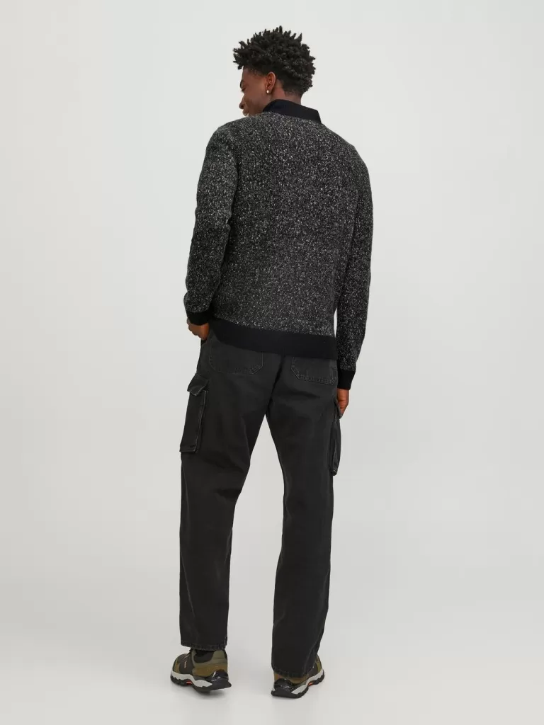 JACK & JONES Swetry^Melanż Krótki suwak Czarny