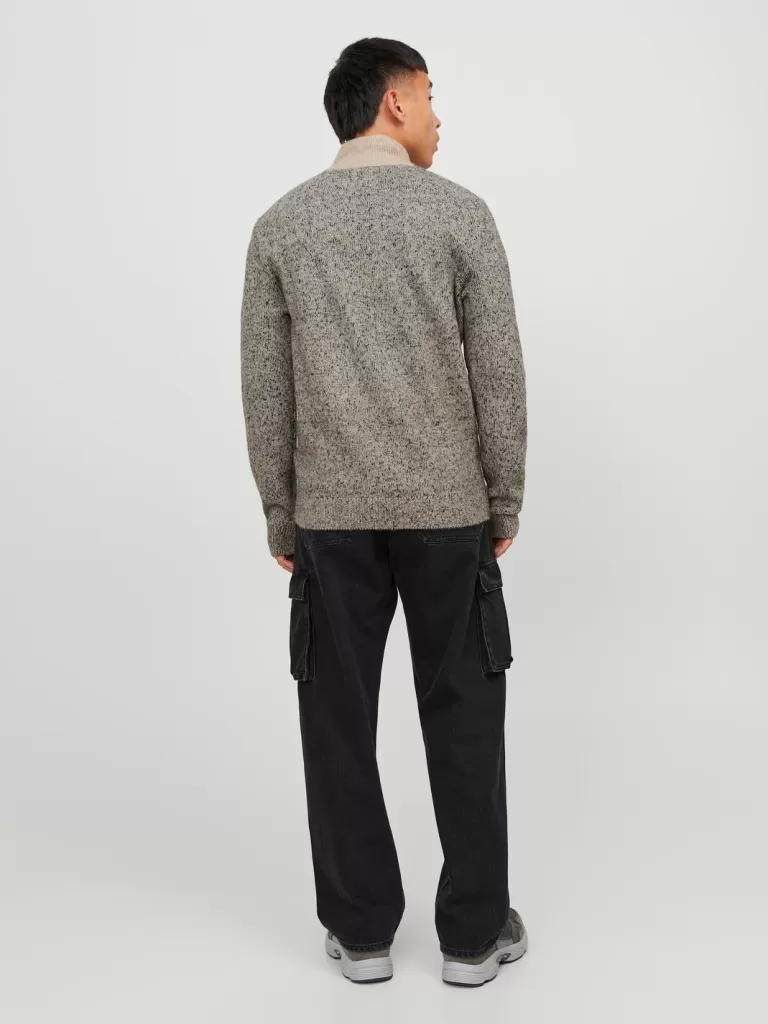 JACK & JONES Swetry^Melanż Krótki suwak Beżowy