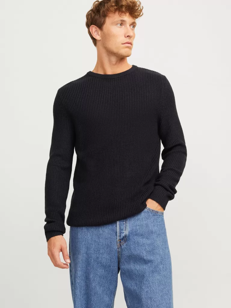 JACK & JONES Swetry^Melanż Sweter wkładany przez głowę Niebieski