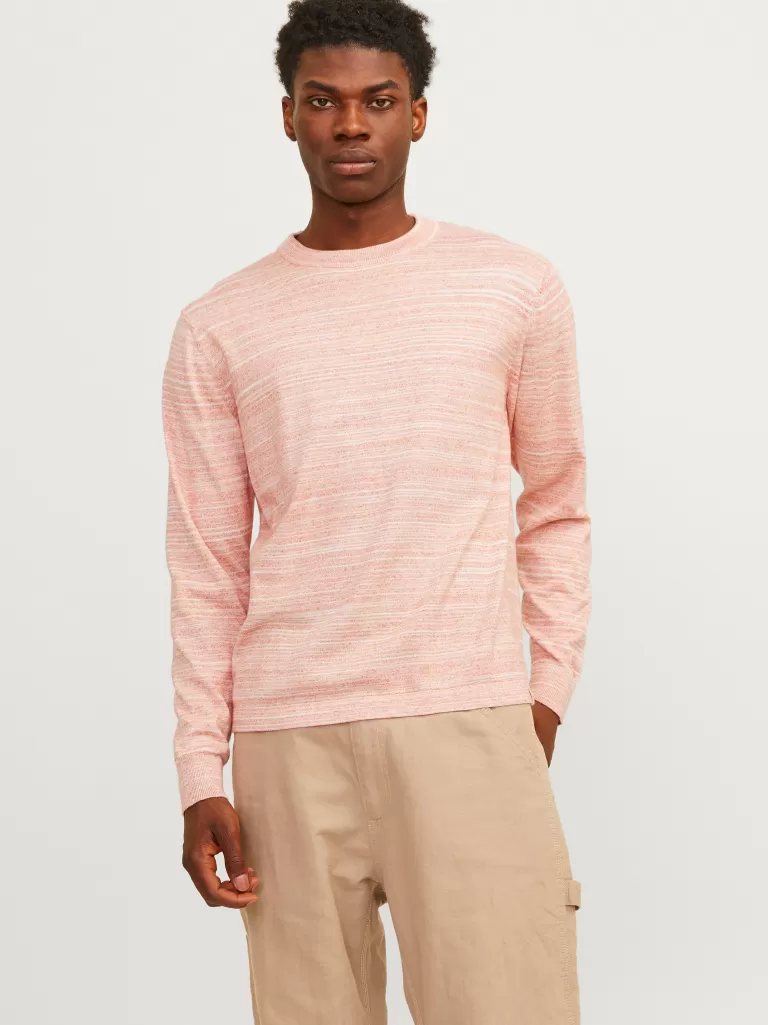 JACK & JONES Swetry^Melanż Sweter wkładany przez głowę Róży