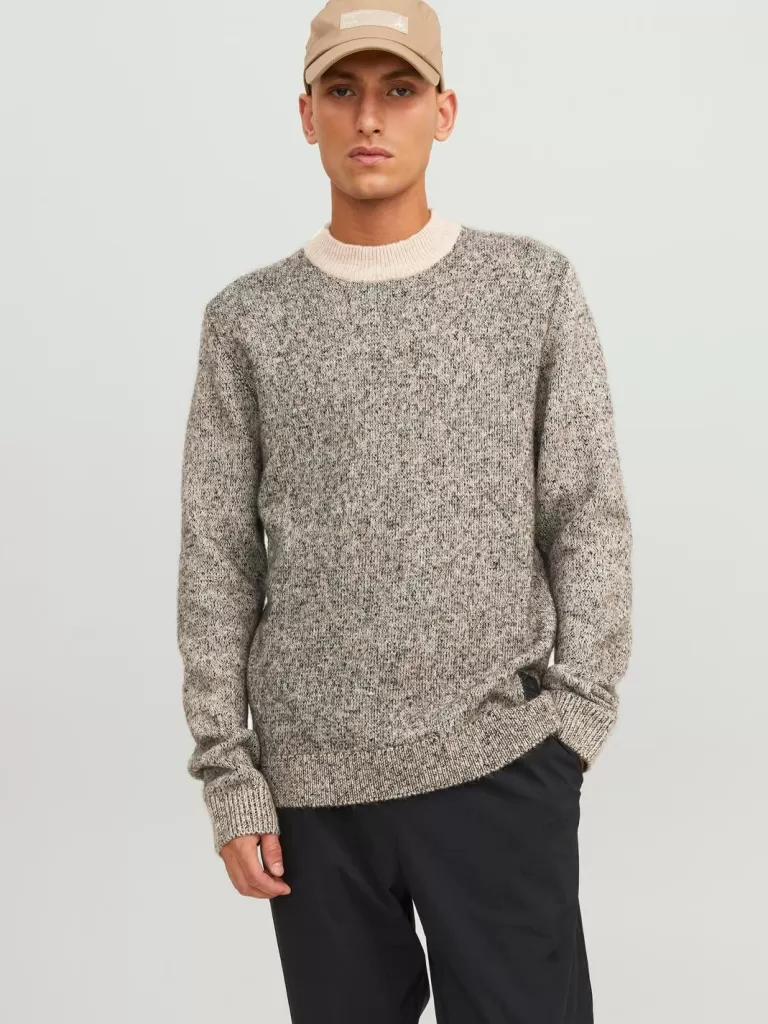 JACK & JONES Swetry^Melanż Sweter wkładany przez głowę Szary