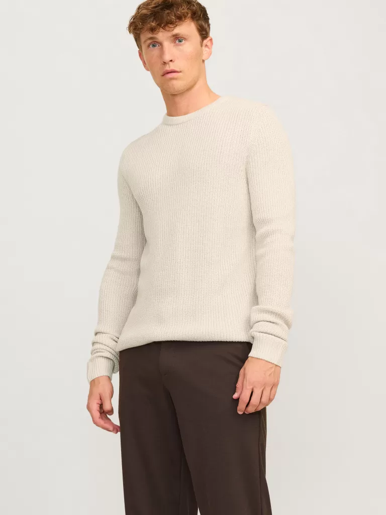 JACK & JONES Swetry^Melanż Sweter wkładany przez głowę Beżowy