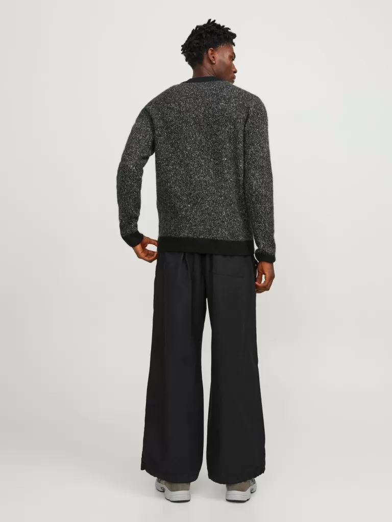 JACK & JONES Swetry^Melanż Sweter wkładany przez głowę Czarny