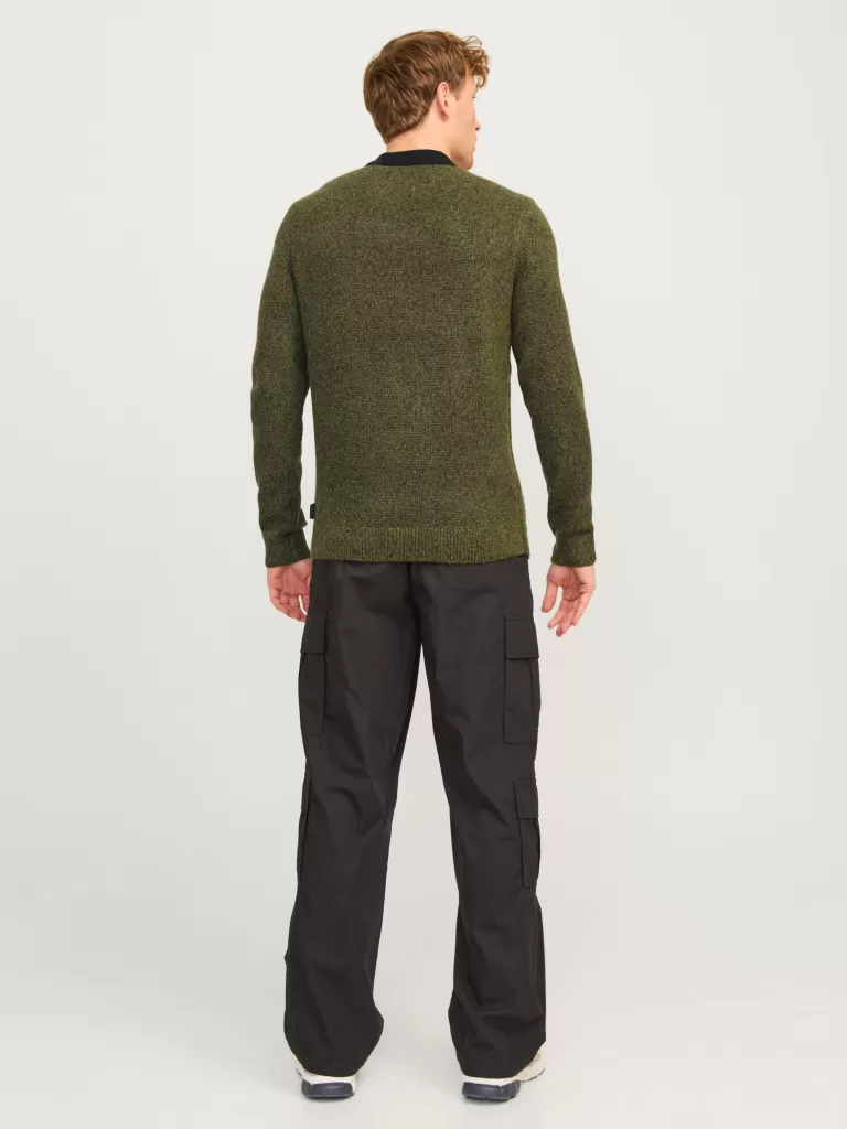 JACK & JONES Swetry^Melanż Sweter wkładany przez głowę Zielony