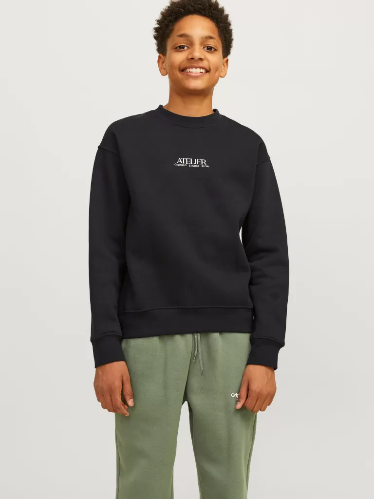 JACK & JONES Bluzy^Nadruk Bluza Junior Czarny