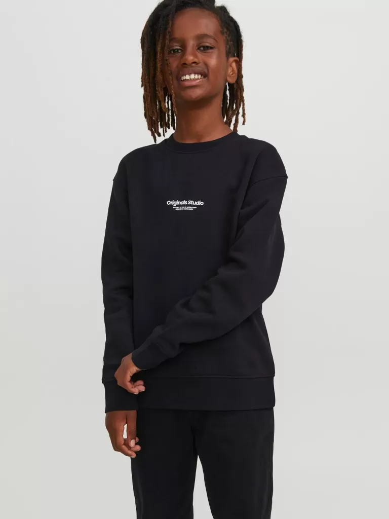 JACK & JONES Bluzy^Nadruk Bluza Junior Czarny