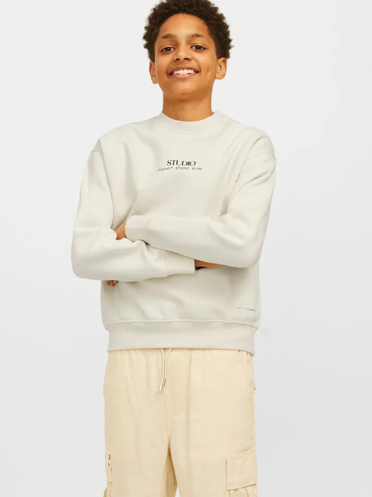 JACK & JONES Bluzy^Nadruk Bluza Junior Biały