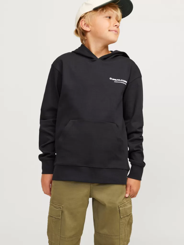 JACK & JONES Bluzy | Wyprzedaż^Nadruk Bluza z kapturem Junior Czarny