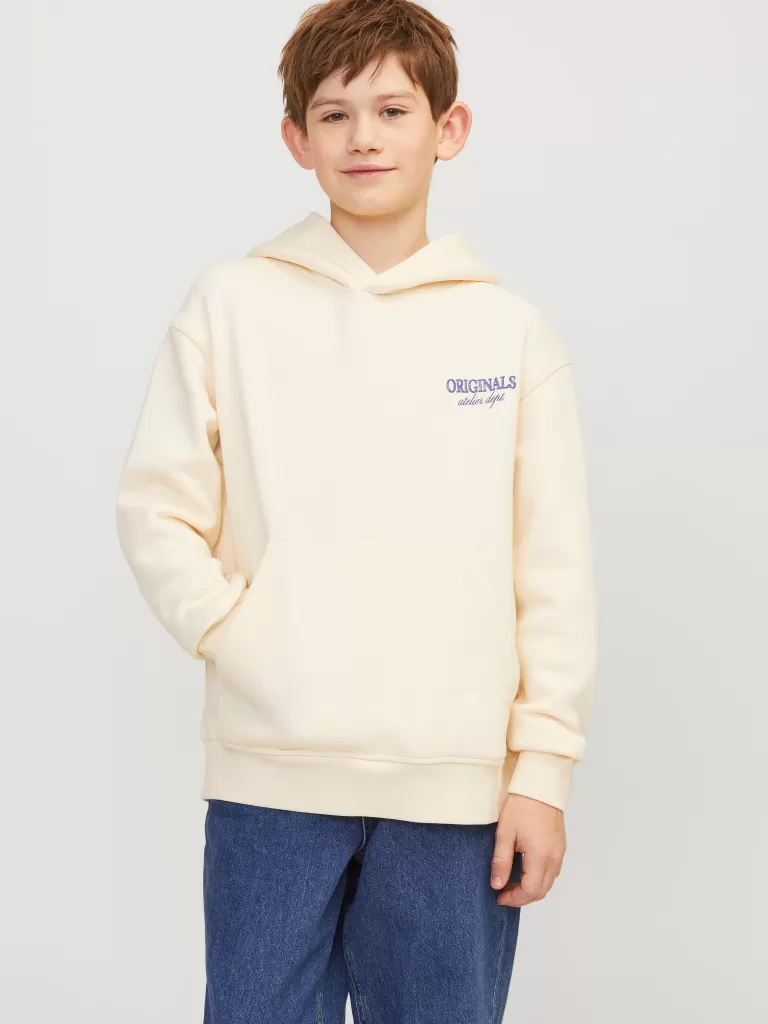 JACK & JONES Bluzy^Nadruk Bluza z kapturem Junior Biały