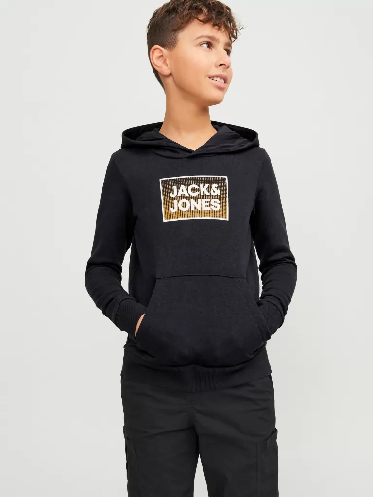 JACK & JONES Bluzy^Nadruk Bluza z kapturem Junior Niebieski