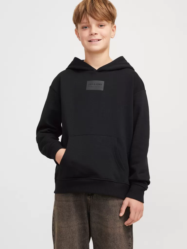 JACK & JONES Bluzy^Nadruk Bluza z kapturem Junior Czarny