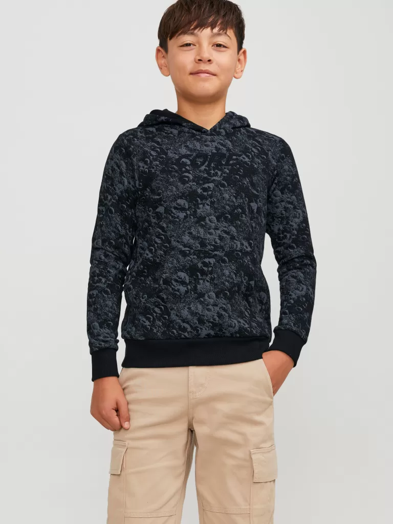 JACK & JONES Bluzy | Wyprzedaż^Nadruk Bluza z kapturem Junior Czarny