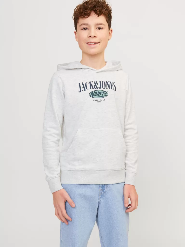 JACK & JONES Bluzy | Wyprzedaż^Nadruk Bluza z kapturem Junior Szary