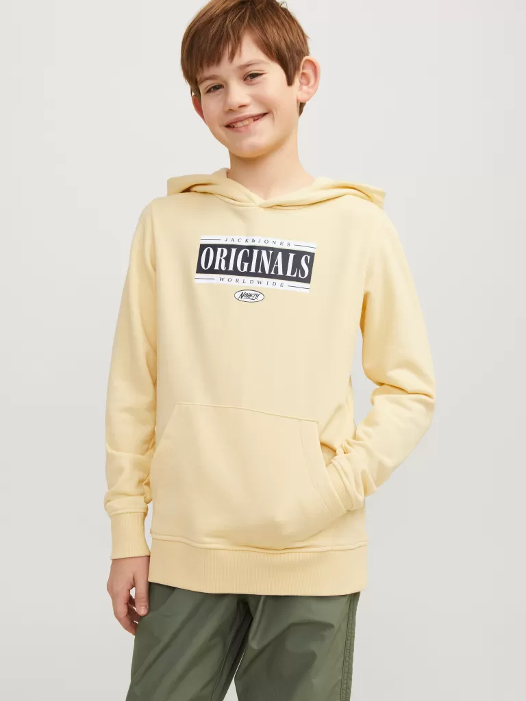JACK & JONES Bluzy | Wyprzedaż^Nadruk Bluza z kapturem Junior Żółty