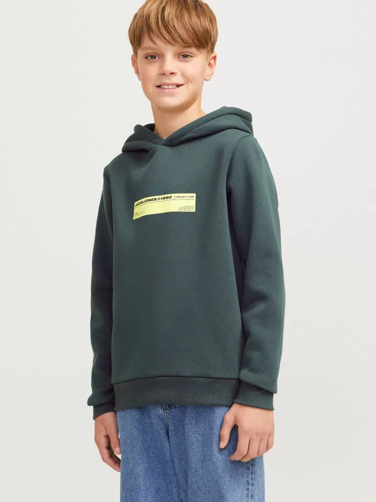JACK & JONES Bluzy^Nadruk Bluza z kapturem Junior Zielony