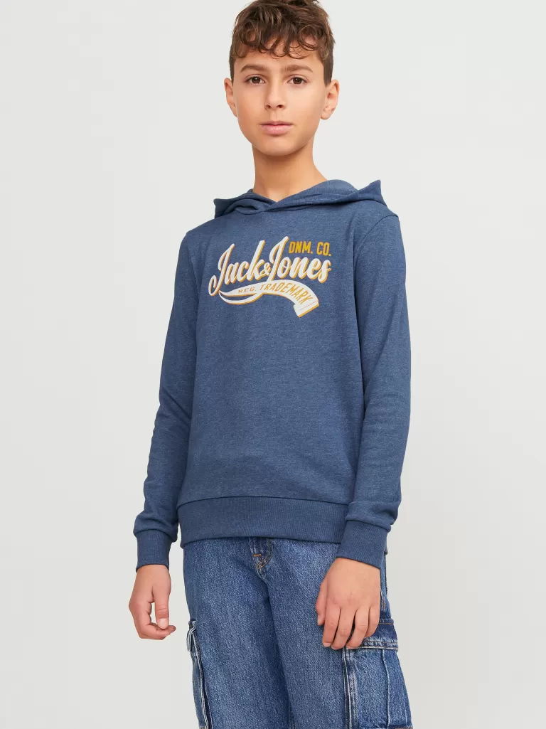 JACK & JONES Bluzy | Wyprzedaż^Nadruk Bluza z kapturem Junior Niebieski