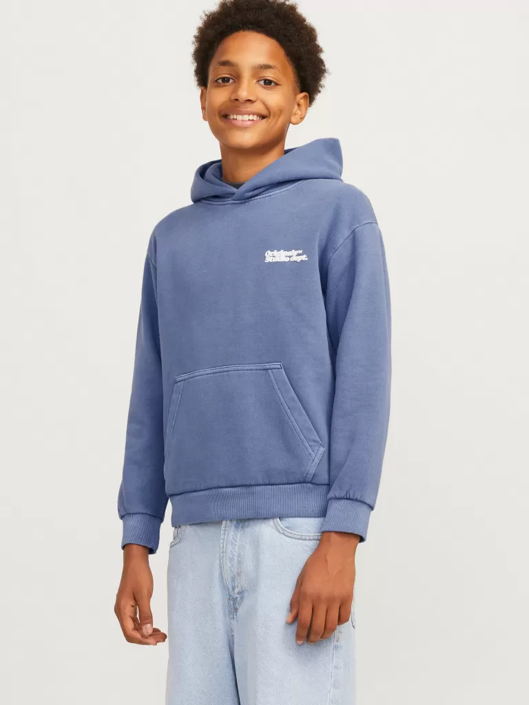 JACK & JONES Bluzy^Nadruk Bluza z kapturem Junior Niebieski