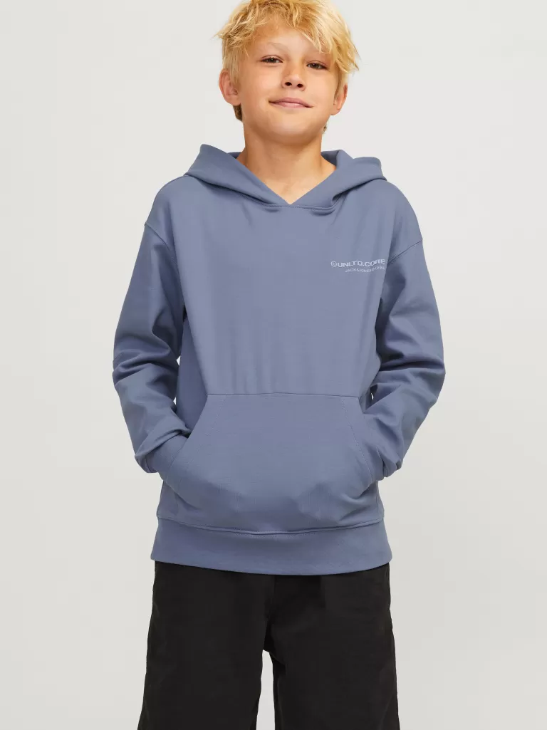 JACK & JONES Bluzy^Nadruk Bluza z kapturem Junior Niebieski
