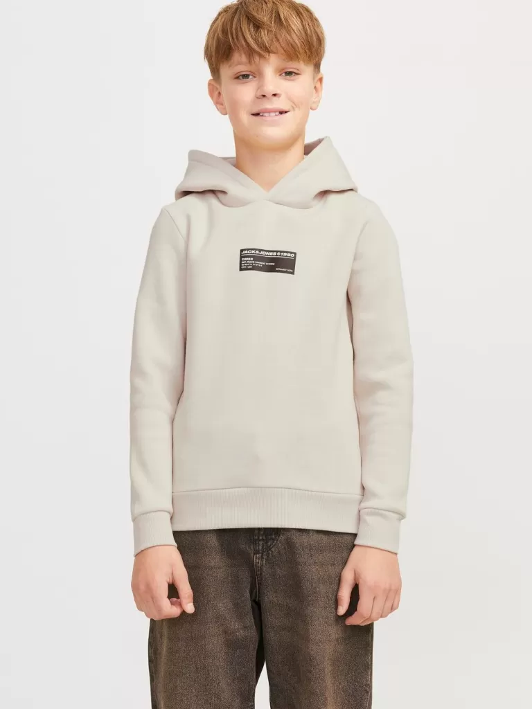 JACK & JONES Bluzy^Nadruk Bluza z kapturem Junior Beżowy