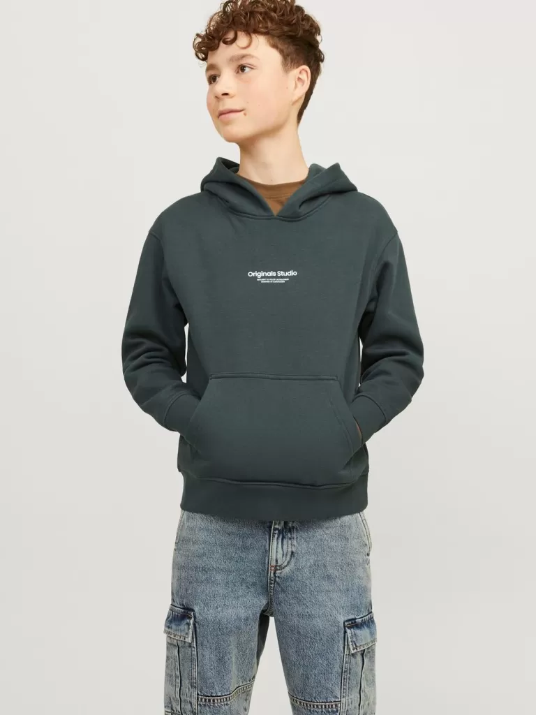 JACK & JONES Bluzy^Nadruk Bluza z kapturem Junior Zielony