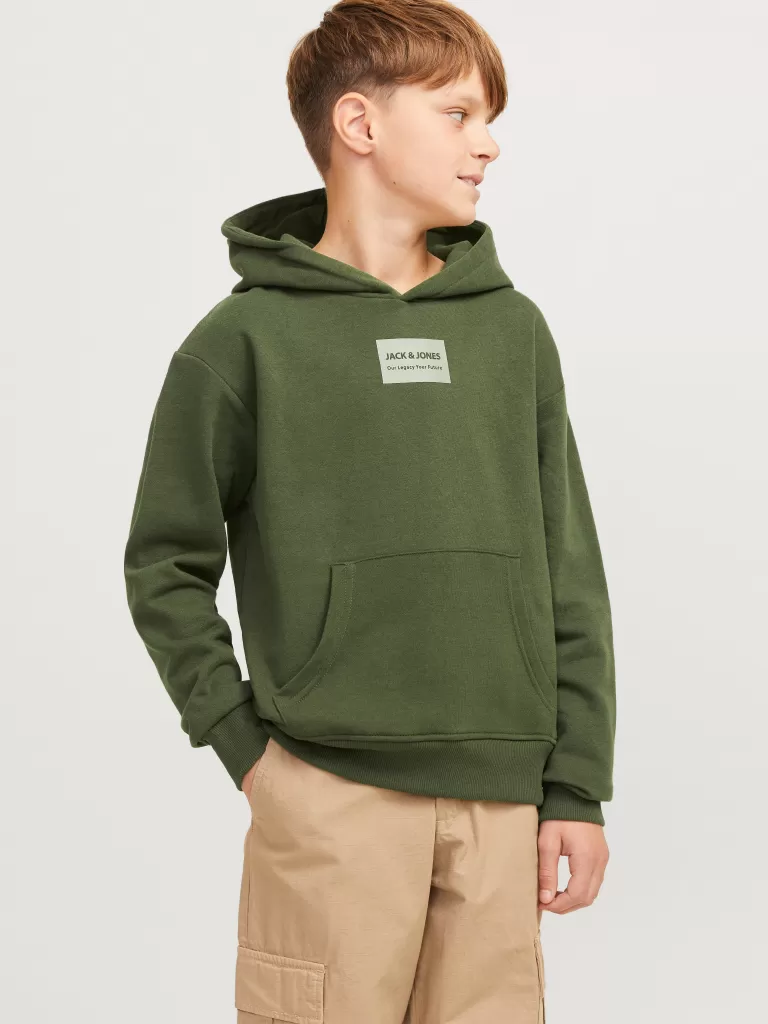JACK & JONES Bluzy^Nadruk Bluza z kapturem Junior Zielony
